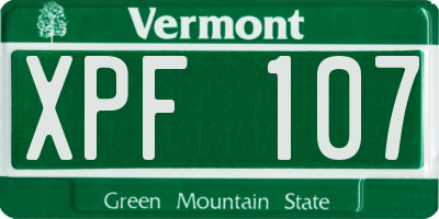 VT license plate XPF107