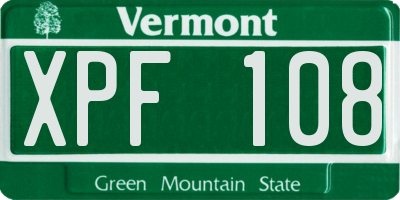 VT license plate XPF108