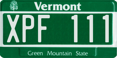 VT license plate XPF111