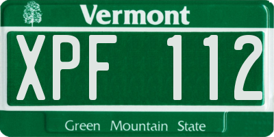 VT license plate XPF112