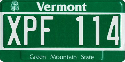 VT license plate XPF114