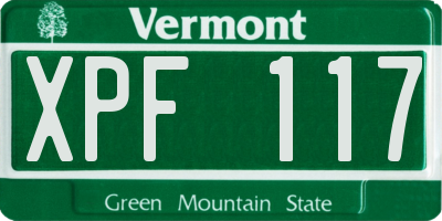 VT license plate XPF117