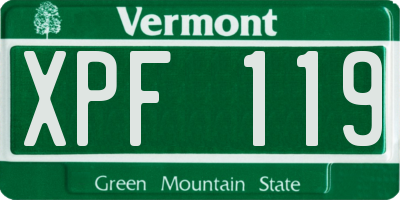 VT license plate XPF119