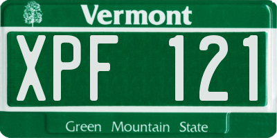 VT license plate XPF121