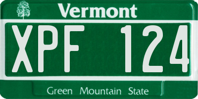 VT license plate XPF124