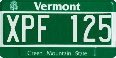 VT license plate XPF125