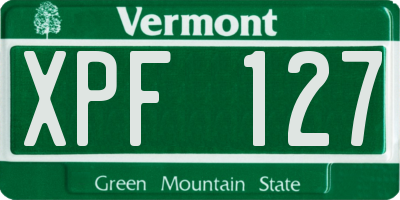 VT license plate XPF127