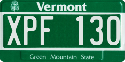 VT license plate XPF130