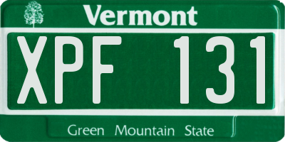 VT license plate XPF131