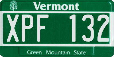 VT license plate XPF132