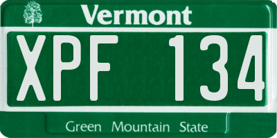 VT license plate XPF134