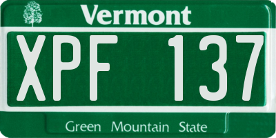 VT license plate XPF137