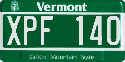 VT license plate XPF140