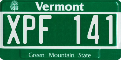 VT license plate XPF141