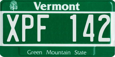 VT license plate XPF142