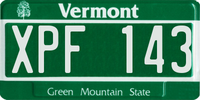 VT license plate XPF143