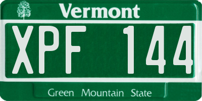 VT license plate XPF144
