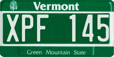 VT license plate XPF145