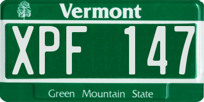 VT license plate XPF147