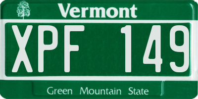 VT license plate XPF149