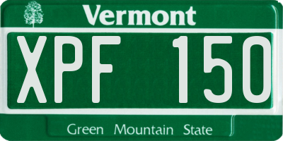 VT license plate XPF150