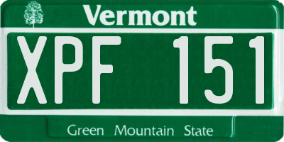 VT license plate XPF151