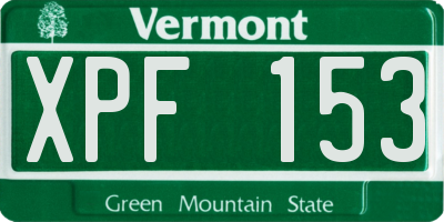 VT license plate XPF153