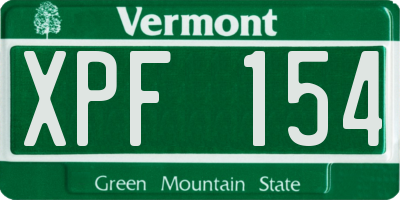 VT license plate XPF154