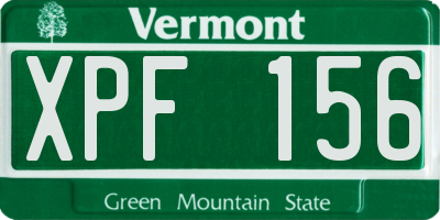 VT license plate XPF156