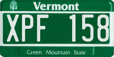VT license plate XPF158