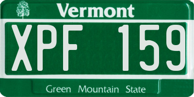 VT license plate XPF159