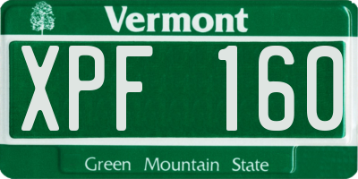 VT license plate XPF160