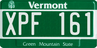 VT license plate XPF161