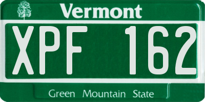VT license plate XPF162