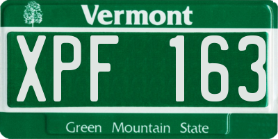 VT license plate XPF163