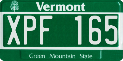 VT license plate XPF165