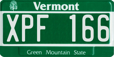 VT license plate XPF166