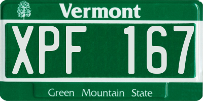 VT license plate XPF167
