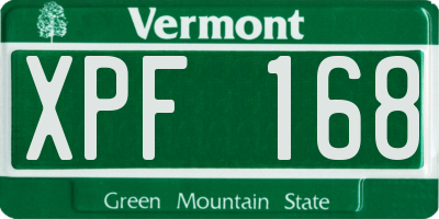 VT license plate XPF168