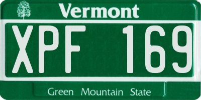 VT license plate XPF169