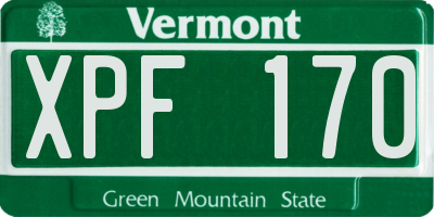 VT license plate XPF170