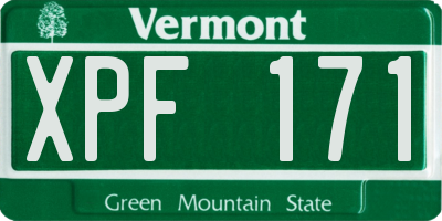 VT license plate XPF171