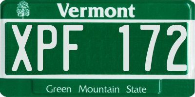 VT license plate XPF172