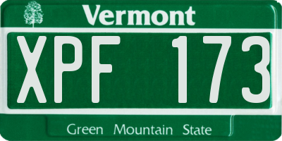 VT license plate XPF173