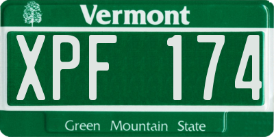 VT license plate XPF174