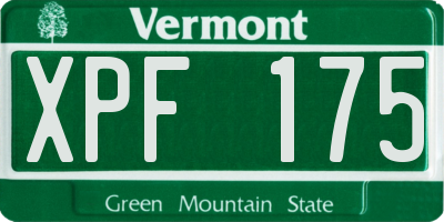 VT license plate XPF175