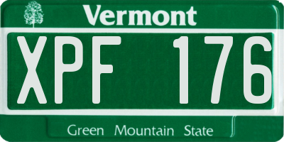 VT license plate XPF176