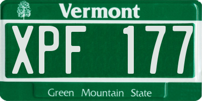 VT license plate XPF177