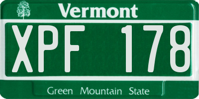 VT license plate XPF178