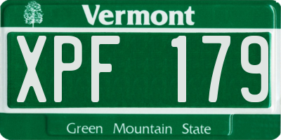 VT license plate XPF179
